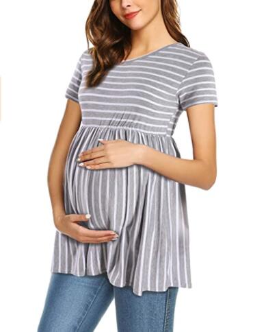 PrettyLife женские беременности и родам плиссированные топы Модальные Короткий рукав лестно футболки для беременных