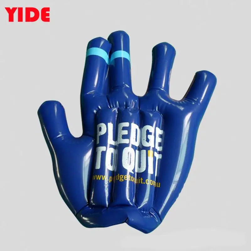 Top quality cute shape pvc material inflatable hand with flag printing