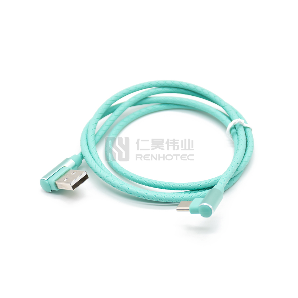 Синий 1 м USB 2,0 изогнутый штекер для USB-кабеля типа C