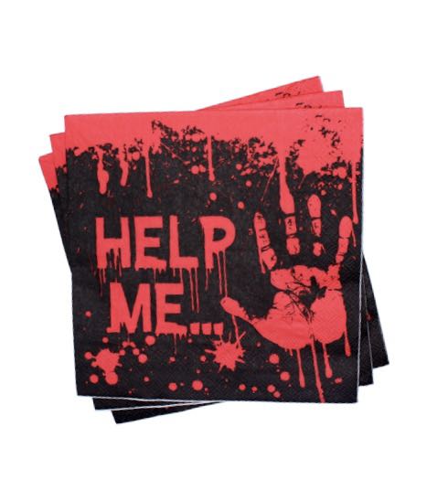 Customized Blood Hand Halloween party Printed Paper Napkin For Tableware Decoration