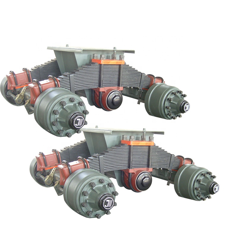 Single point suspension semi trailer bogie axle suspension