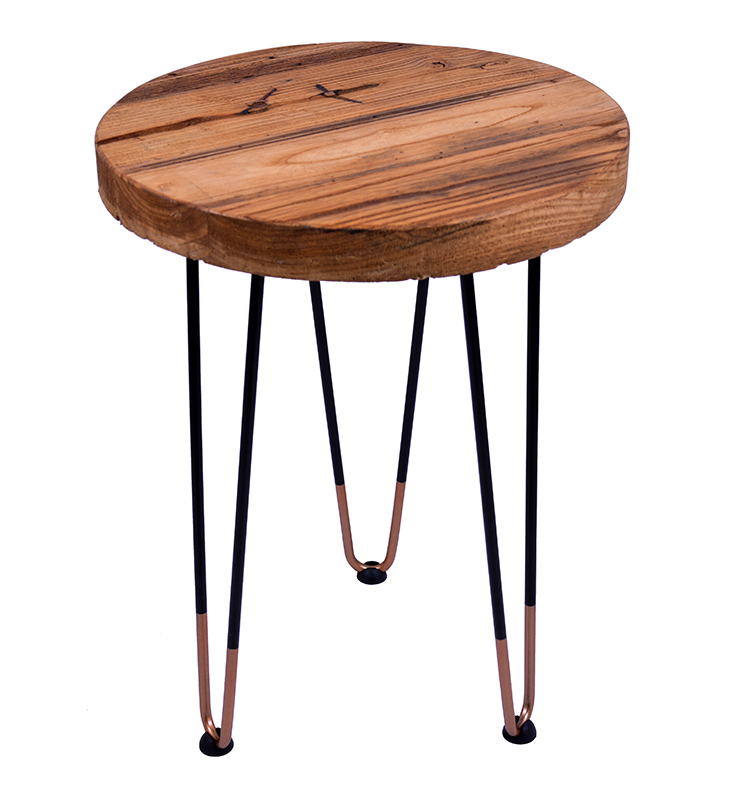 High quality modern minimalist Nordic leisure home small round black coffee table metal solid wooden round side table