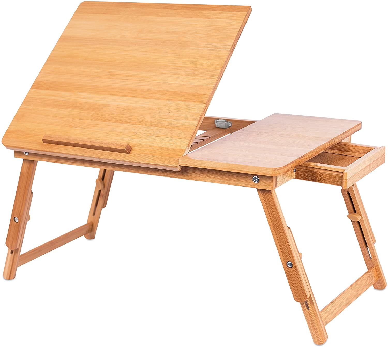 Logo Custom Modern Bamboo Wood Bed Breakfast Food Serving Tray Laptop Table For Bed With Folding Legs