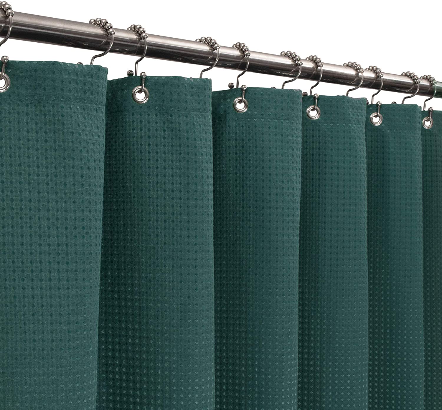 Polyester Waffle Weave Fabric White Cloth Water Repellent Hotel Spa Luxury Shower Curtains for Bathroom