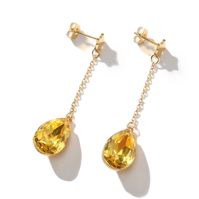 New Style Evening Party Dress Up Star Shape Gold Crystal Tear Drop Luxury Earrings