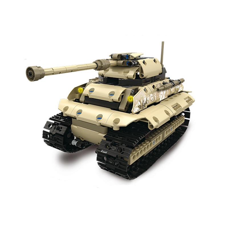 Plastic Remote Control Tank Model Block Toys With Powered Module 2.4G Remote Control Military Armor Artillery Toys For Kids