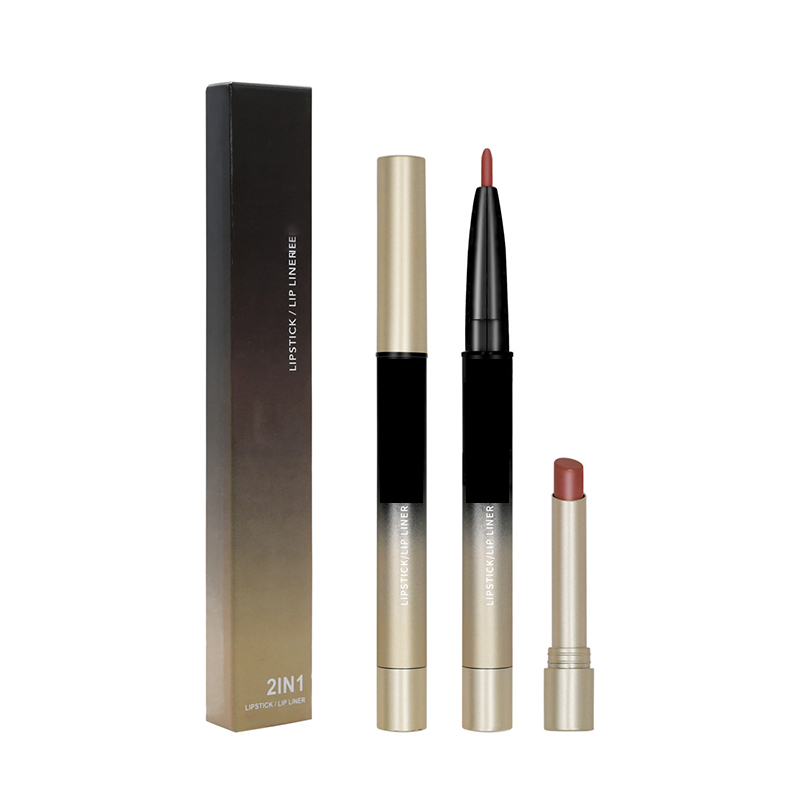 Double-Ended Matte Non-Sticky Cup Lip Liner Cross-Border Makeup Velvet Matte Lipstick And Lip Liner Set Retractable Lipliner Pen