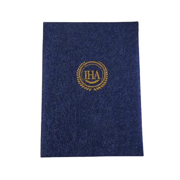 A4 customized pu leather paper college birth graduation folder diploma cover certificate holder