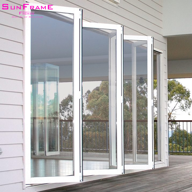 aluminium storefront door thermal break Australian glass folding patio door interior aluminium residential folding door price