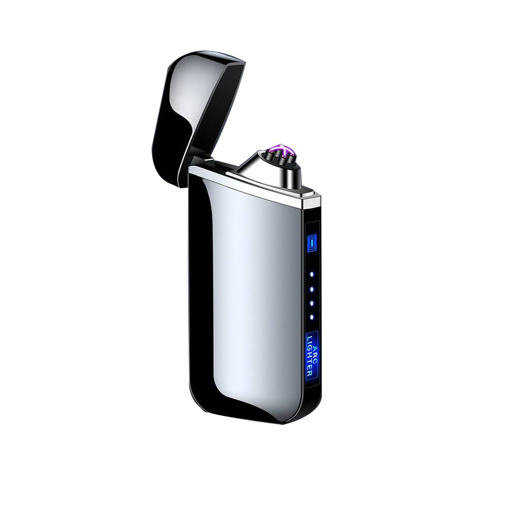 Плазменная зажигалка с двойной дугой, электрическая перезаряжаемая usb Зажигалка со светодиодным сенсорным датчиком, Индукционная электрическая зажигалка со сканером отпечатков пальцев