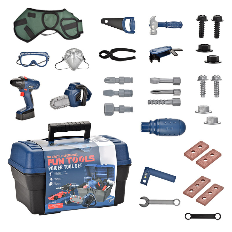 Kids Pretend Play Toy 31 Pieces Kids Construction Tool Toys Kit Playset with electric drill