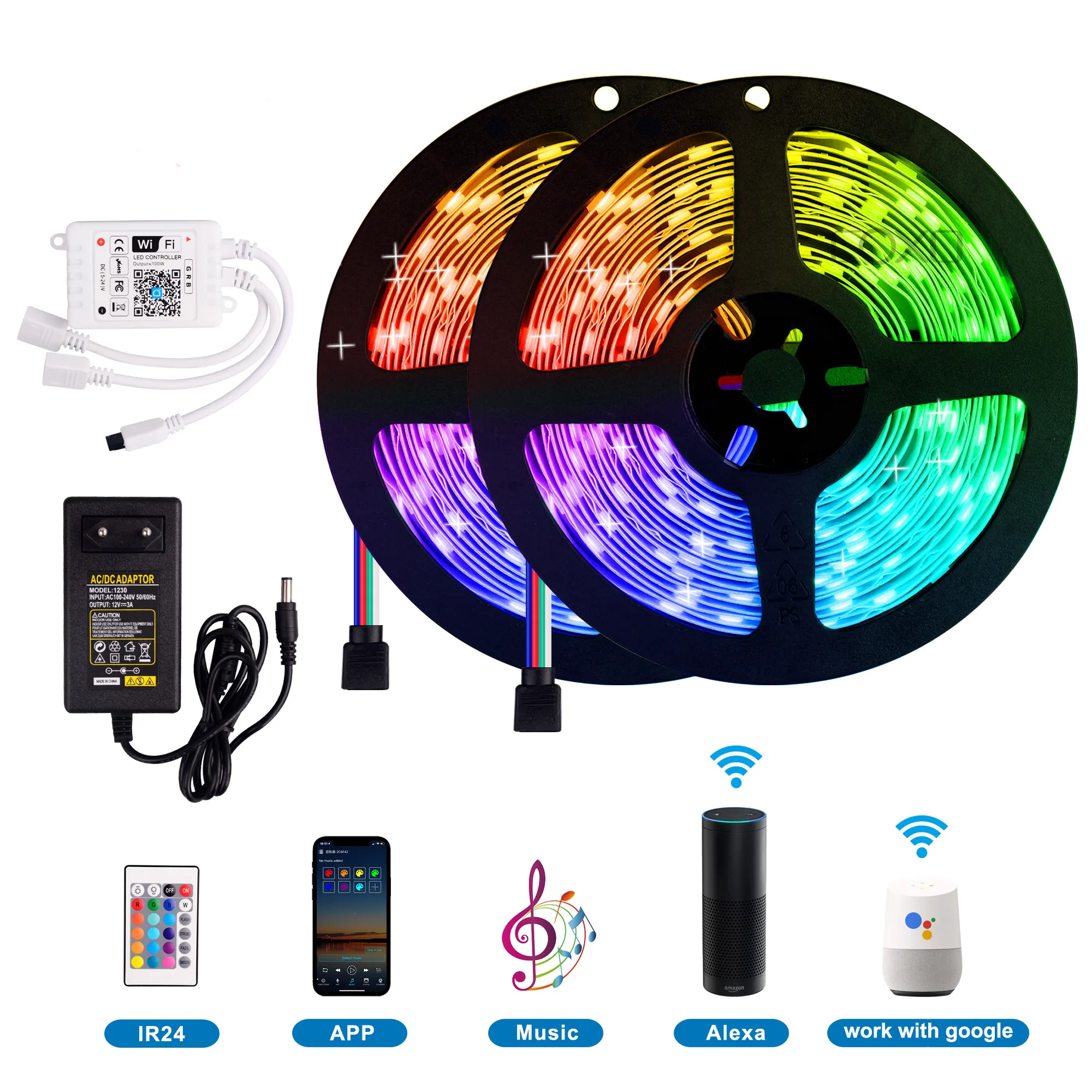 5m/10m Decoration Color Changing 16.4/32.8ft 5050 RGB Led Remote Control RGB Led Strip Lights For Room Party Bedroom