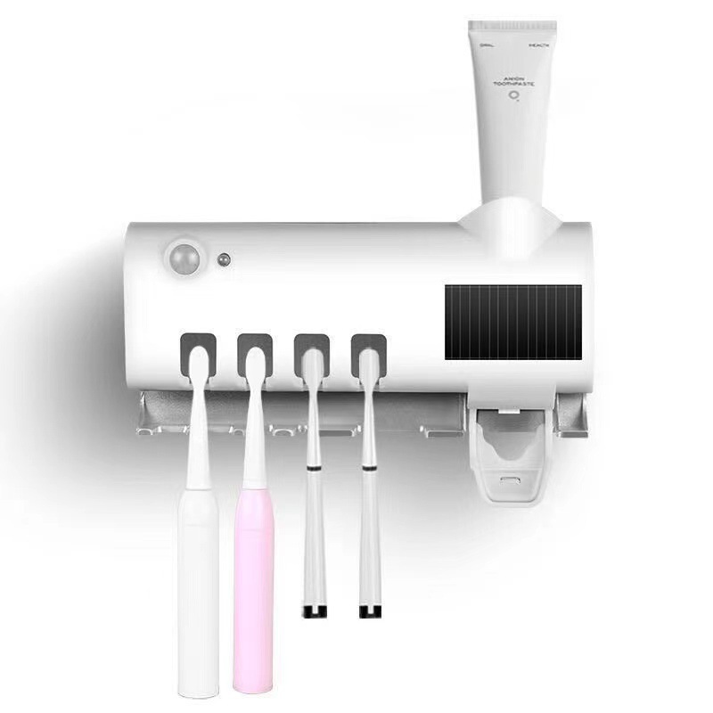 Hand Free Смарт настенный держатель зубной щетки UV стерилизатор с автоматический дозатор зубной пасты Мути-пользователя, зарядка от солнечной энергии