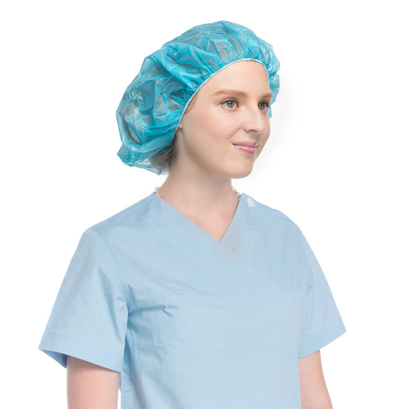 Disposable non-woven hat 15g thick 35g round cap blue headgear flat tendon elastic cap food workshop breathable dustproof cups