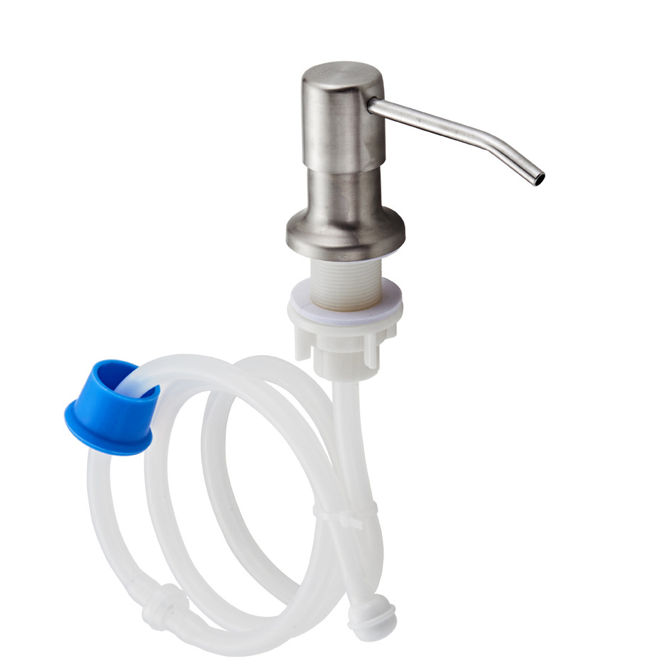Soap dispenser with long soft silicon hose for kitchen sink SS304 stainless steel soap dispenser pump head