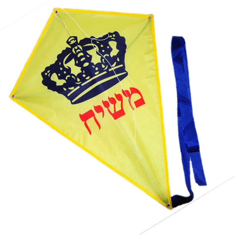 Custom printed polyester yellow color diamond advertising kite for promotional