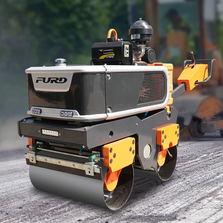 Hot Sale Handle Road Roller Walk Behind Double Drum Roller Pedestrian 1t double drum Mini Road Roller Price