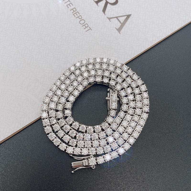 Новое поступление; Новые модные кожаные сумки в стиле «хип-хоп» bling льдом 4 мм 16 "18" 20 "22" 24 "30" D: aaa Цвет камня: Муассанит теннис цепи