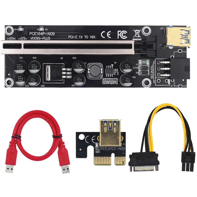 2021 VER009S Plus PCIE Райзер-карта 009s PCI-E PCI Express адаптер Molex 6Pin SATA USB 3,0 кабель 1X до 16X удлинитель