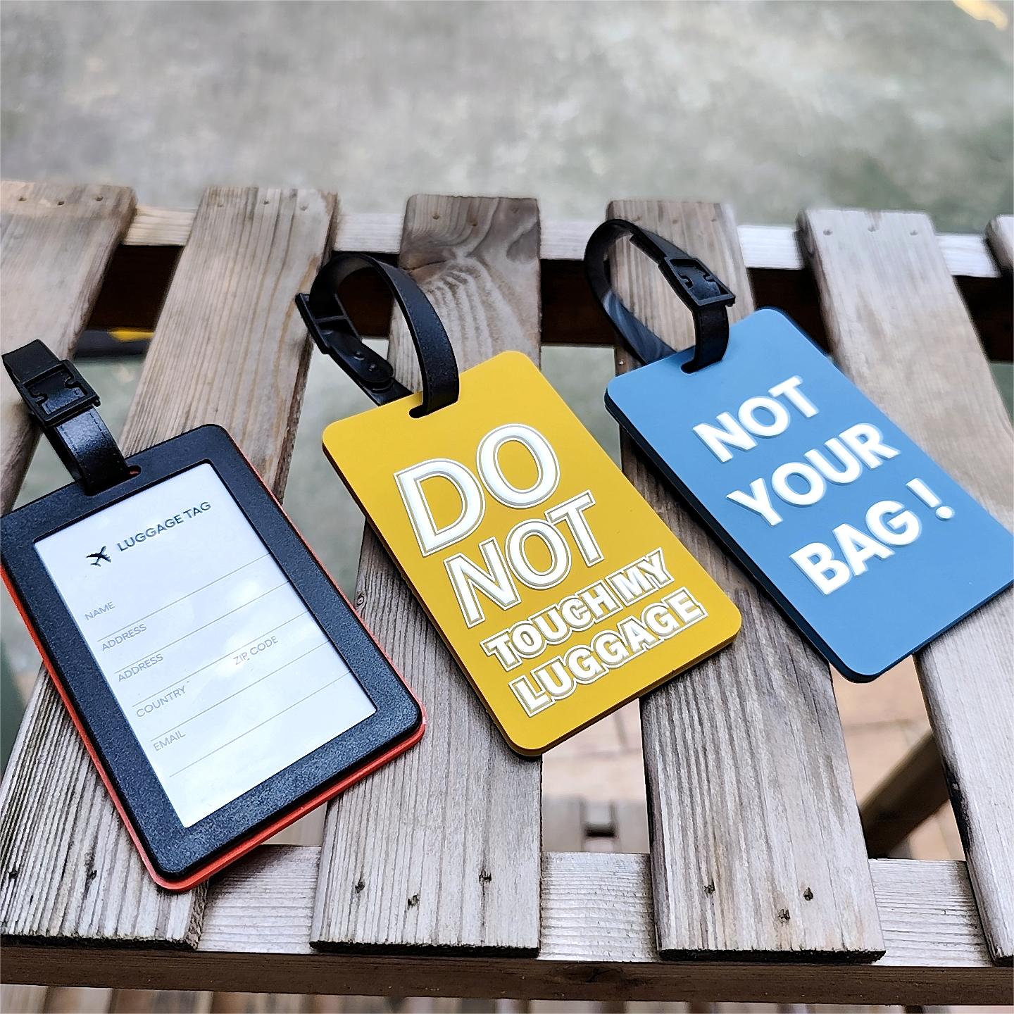 Custom Durable PVC Rubber Material Low MOQ 3D Luggage Bag Tag for Suitcase Travel Tag 2024 New Design Yellow Color