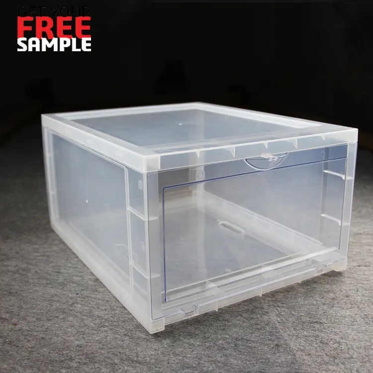 Drop Front Clear Plastic Sneaker Case Clear Shoe Box For Sale