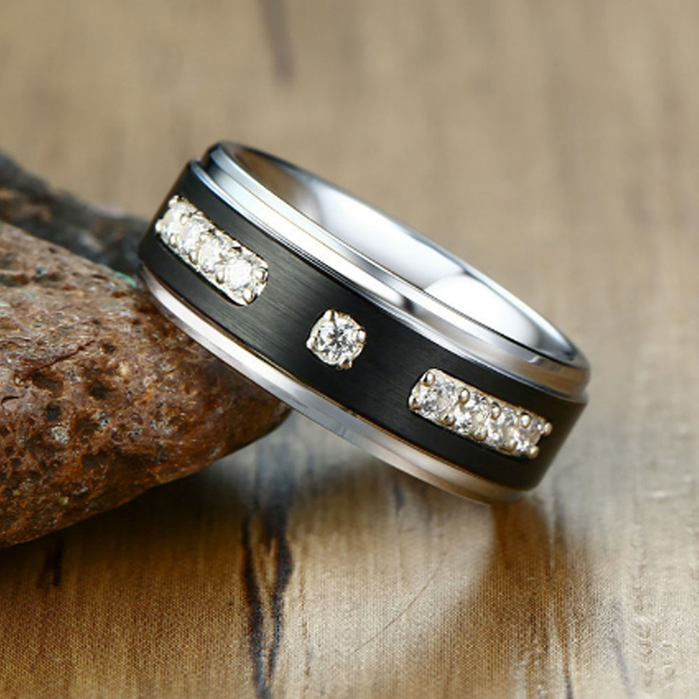 high quality mens tungsten infinity cubic zirconia rings carbide men's fashions