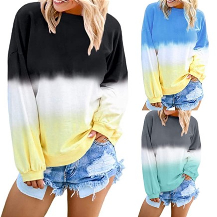 Pullover Wholesale Fall 2021 Women Clothes Casual High Quality Tie Dye Outwork Streetwear Women Pullover Sweatshirt