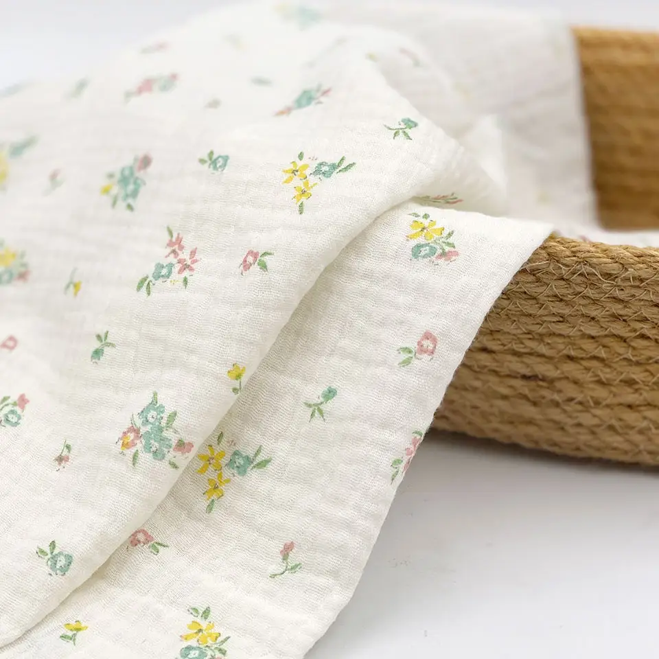Good Breathable Baby Oem Organic Flower Custom Printed Cotton Double Gauze Wholesale Bamboo Thin Muslin Fabric