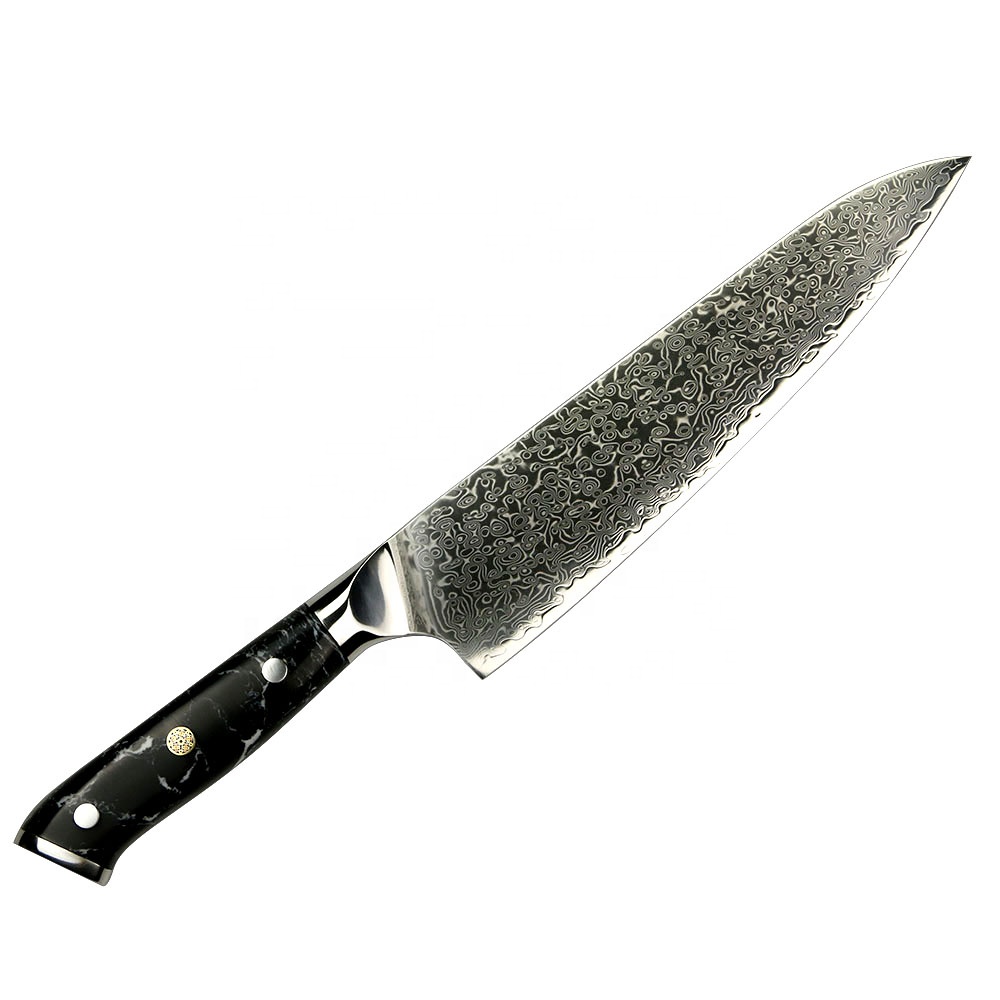 Новейший Янтарный 67 слоев 8 дюймов японский gyuto Дамасская сталь кухонный нож шеф-повара бирюзовый камень ручка нож
