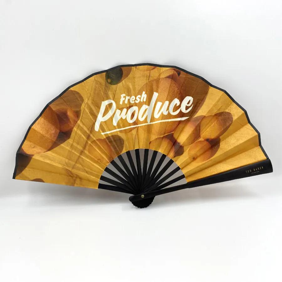 33cm custom Printed logo wooden paper clack rave fan big folding hand held fans bamboo crafts hand fan for african wedding