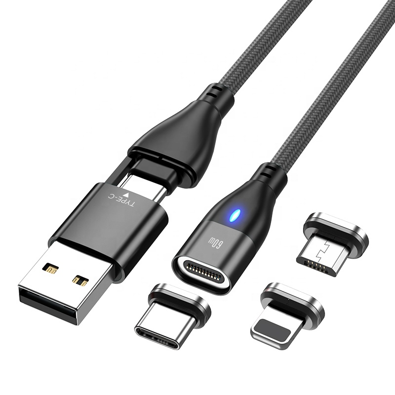 New Arrival High Quality Customized 6 In 1 60w Pd Charger Adapter Usb Type C Cable Charger With Led Indicator For Laptop Phones