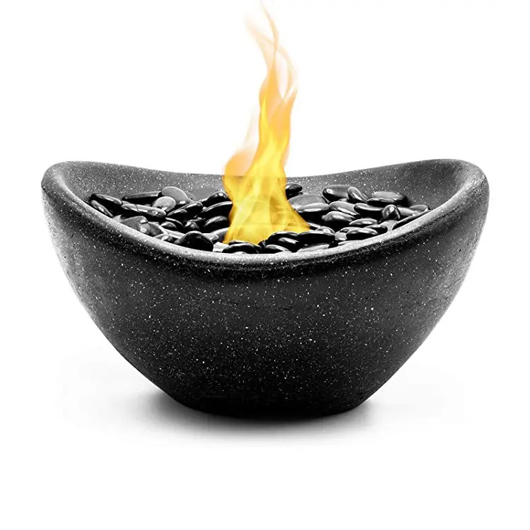Table Top Fire Pit Bowl Concrete Tabletop Fire Bowl Indoor Outdoor Portable Personal Rubbing Alcohol Fireplace Indoor Fire Pit