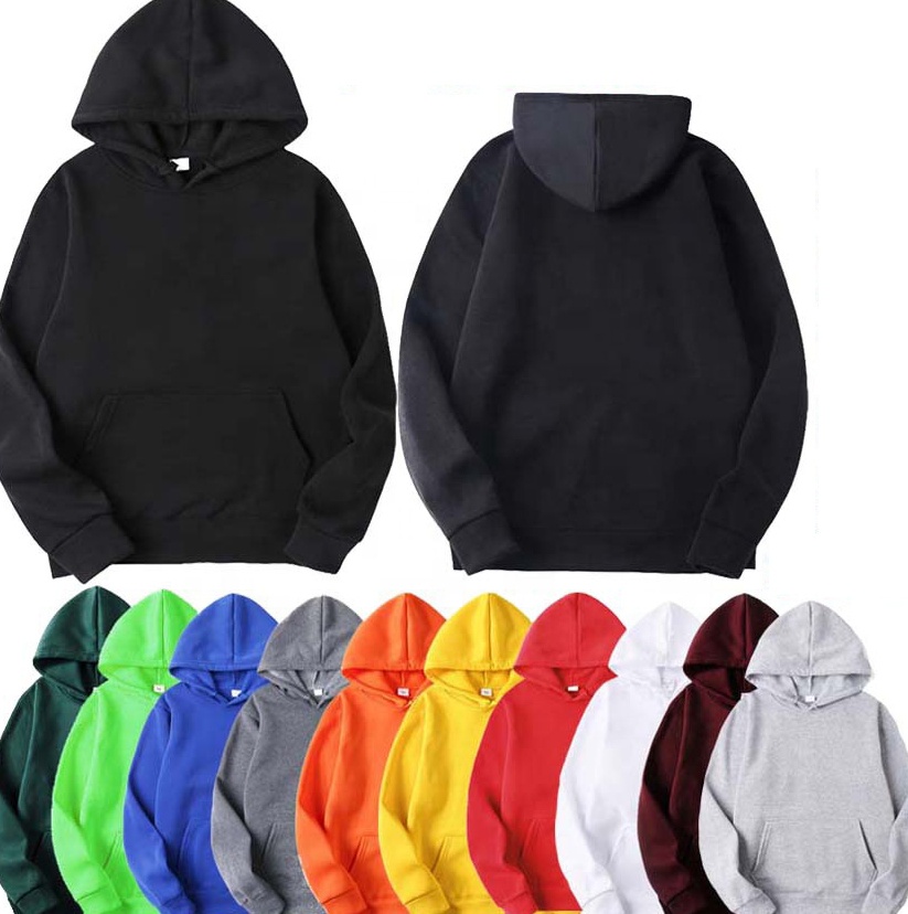 Wholesale high quality men's custom embroidery logo plain blank polyester hoodie sweatshirt