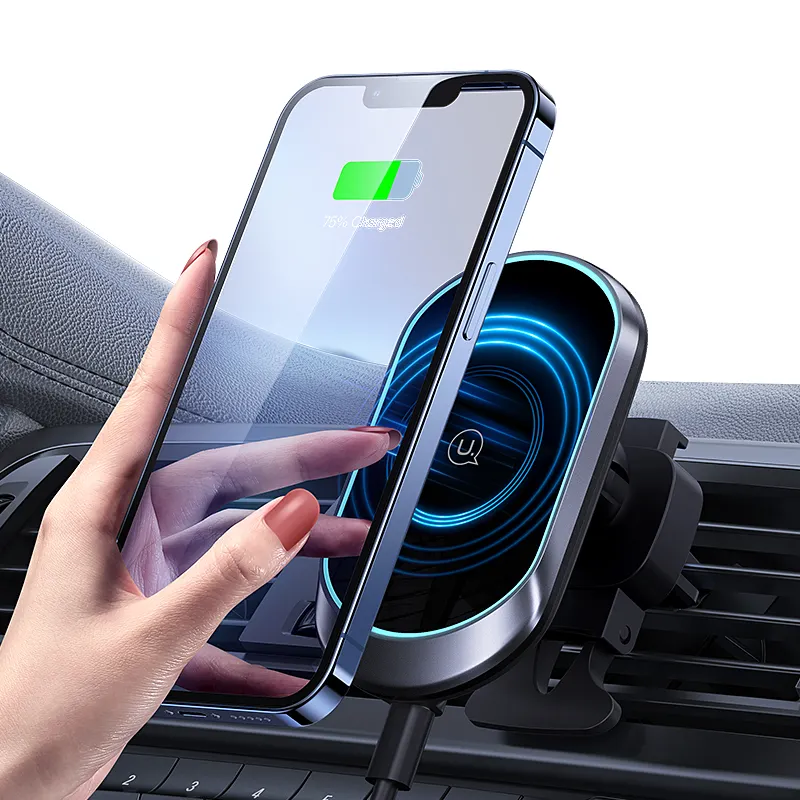 USAMS 2022 Car Air vent mount Wireless Charger 15W Fast Charging Magnetic car phone holder for iphone