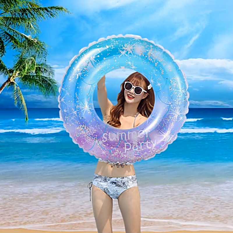 2021 Popular Amazon Beach Inflatable Glitter Pool Floating Swimming Pool Ring for Adult and Kids