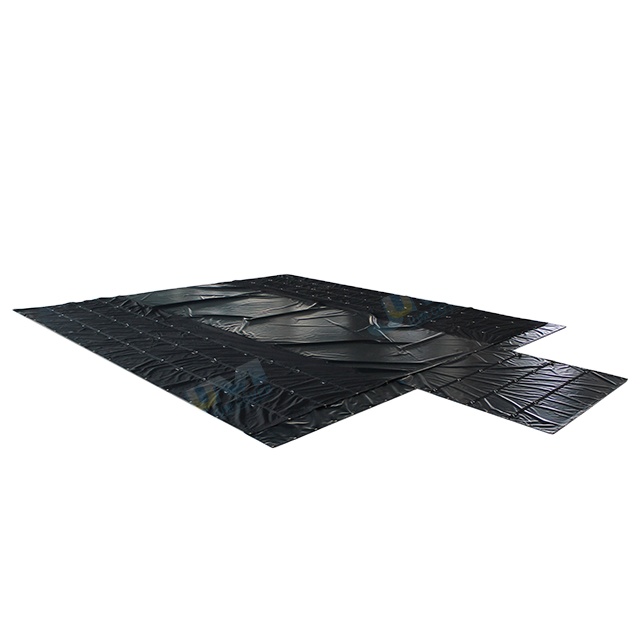 Стальной брезент 2 'Drop, 12' x 27 ', 2 ряда D-образных кольца, черный винил 18 oz