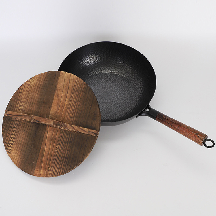 Wok из углеродистой стали для электрической индукции и газовых плит крышка и шпатель включены