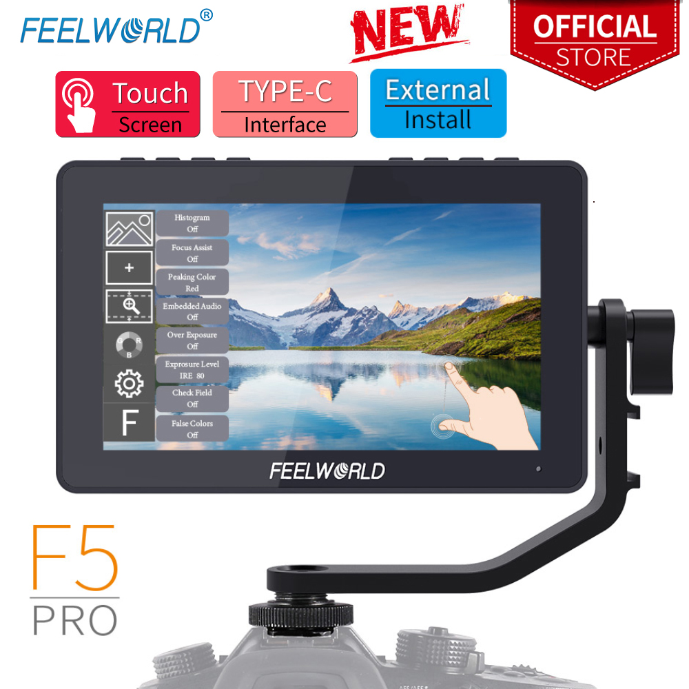 FEELWORLD F5 Pro 5,5 Inch на цифрового однообъективного зеркального фотоаппарата полевой монитор с сенсорным экраном IPS FHD1920x1080 4K HD-MI видео для помощи в фокусировке за пределами для Gimbal Rig
