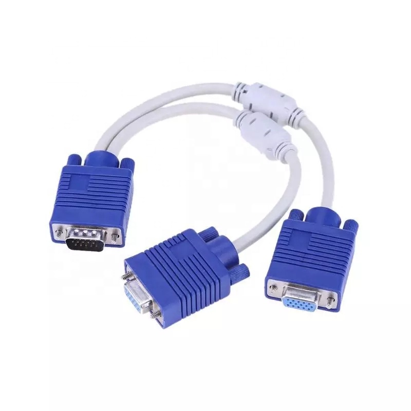30cm VGA 15pin dual monitor splitter y cable 1 male to Dual 2 female adapter converter vga splitter cable