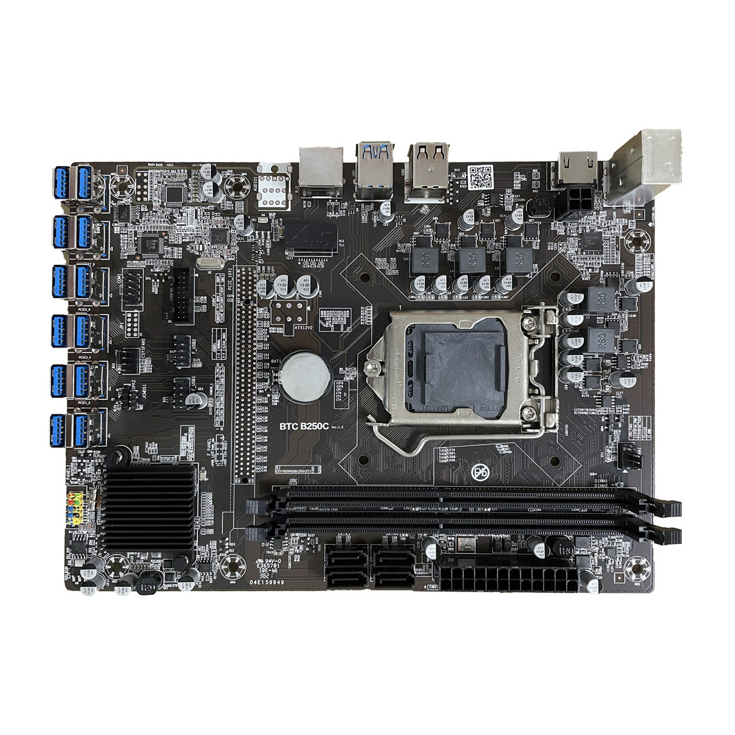 Hot Selling 12 Graphics Cards Mining motherboard BTC_B250C V1.0 12P 1X with Intel B250 B250C PCH Chipset