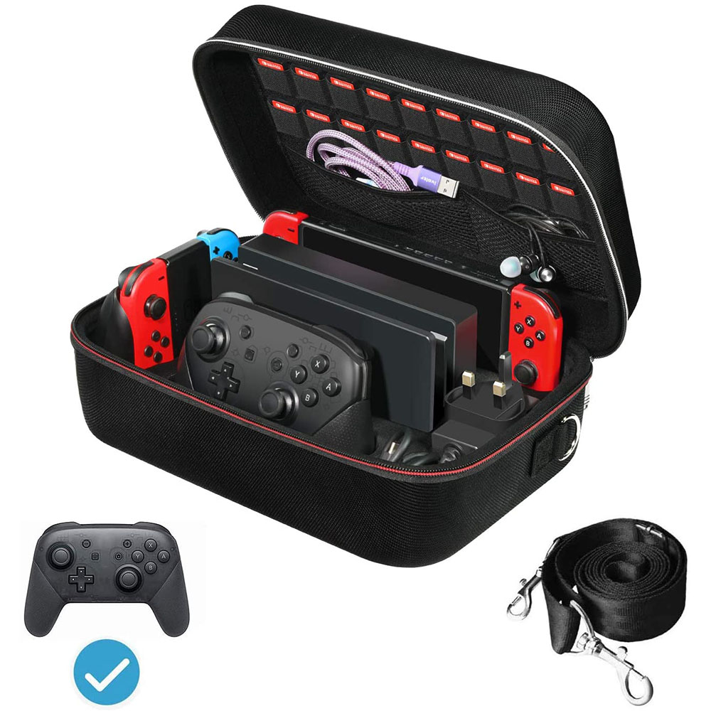 Carrying Storage Case for Nintendo Switch/Switch OLED Model (2021), Portable Travel All Protective Hard Messenger Bag