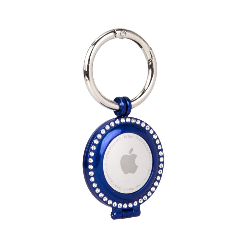 Metal Cover for Airtag Anti-Lost Compatible Fashion Diamond Easy Carry Shockproof Anti-Scratch Holder with Key ring