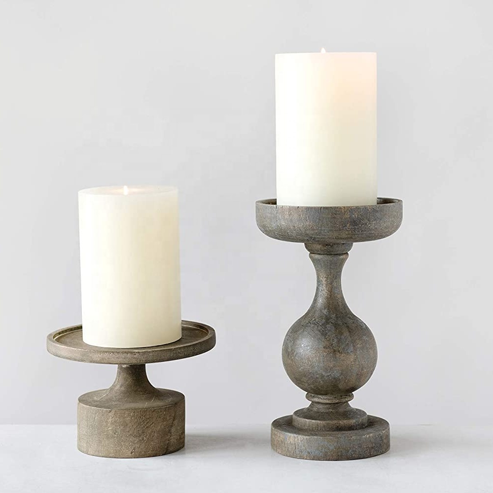 Creative Mango Wood Candleholder ( Holds 5 " Pillar Candle Holder