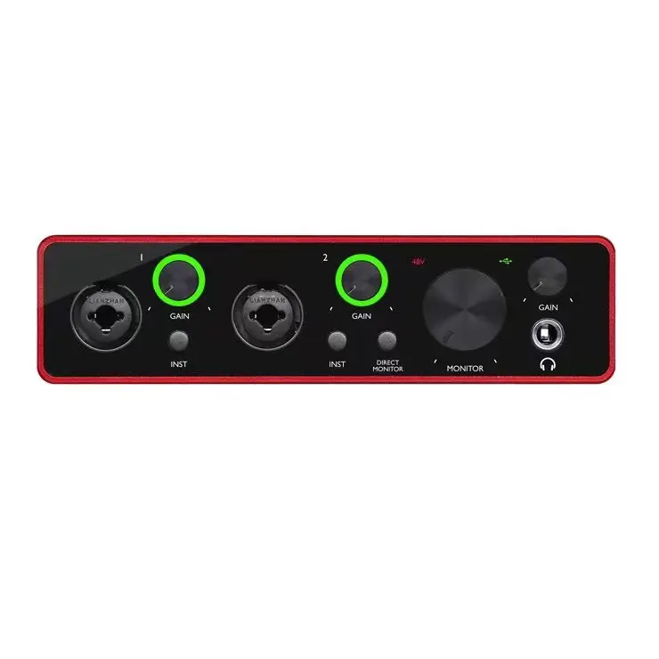 2 channel usb audio interface podcast microphone mixer professional sound card