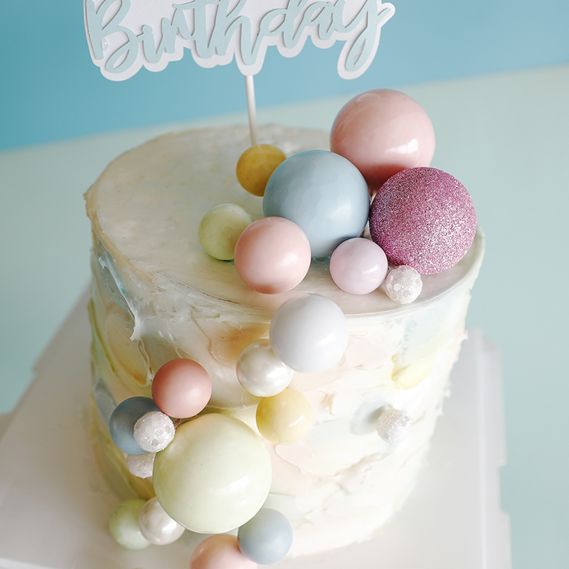Wholesale Small Size Pastel Color Golden Balls Cake Topper Silver Ball Hot Plated Silver Ball 4cm Birthday Cake Decoration