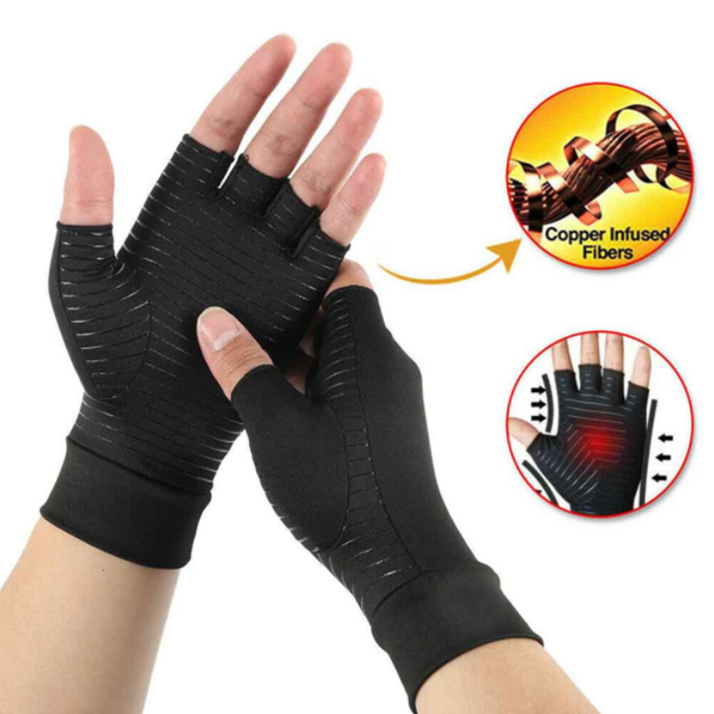 Aolikes Premium Care Custom Therapeutic Copper Infused Carpal Tunnel Black Copper compression Arthritis Gloves