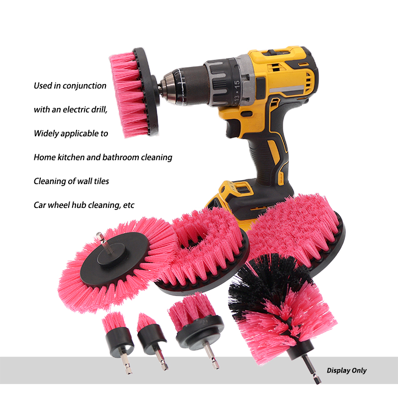 Multisize Pink Detailing Brush Electric Cleaning Brushes Power Scrubber Drill Clean Brush for Bathroom Kitchen Car Wheel Washing