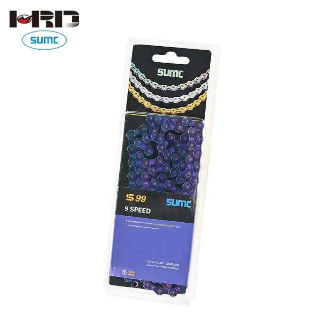 S99 High Quality 9 / 27 Speeds 116 Links for 9s Cassette Road / MTB Rainbow Bicycle Chain 9 Speed SUMC Bike Chain