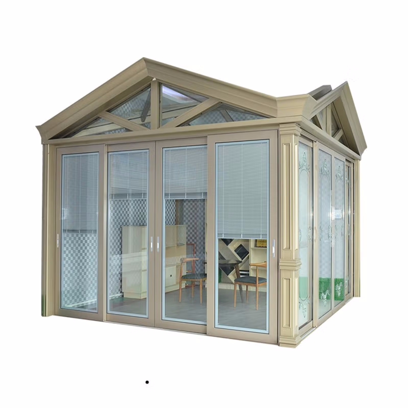 Low-E prefabricated glass house cabins and garden rooms products aluminium glass door garden room house sunroom