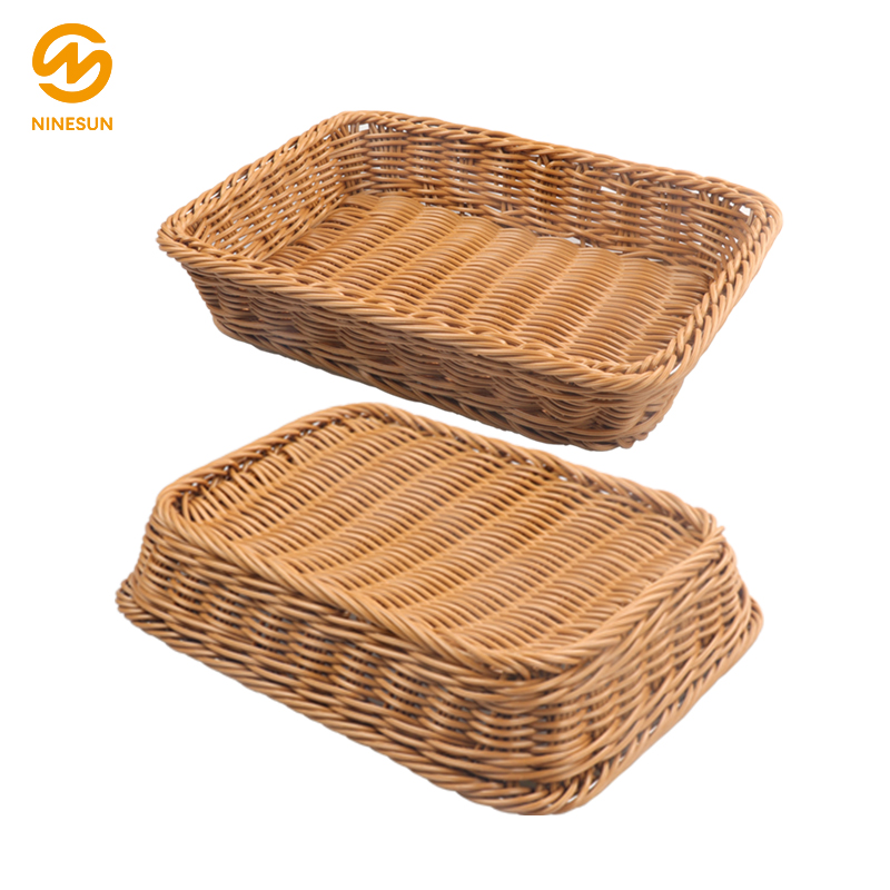 Pastoral style rectangular woven bread basket storage basket